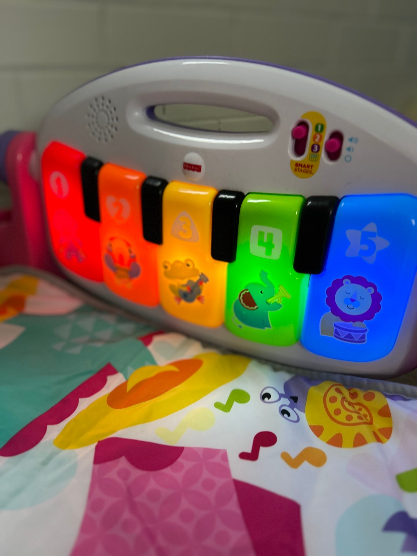 Fisher-Price Glow and Grow Kick & Play Piano Baby Gym Pink