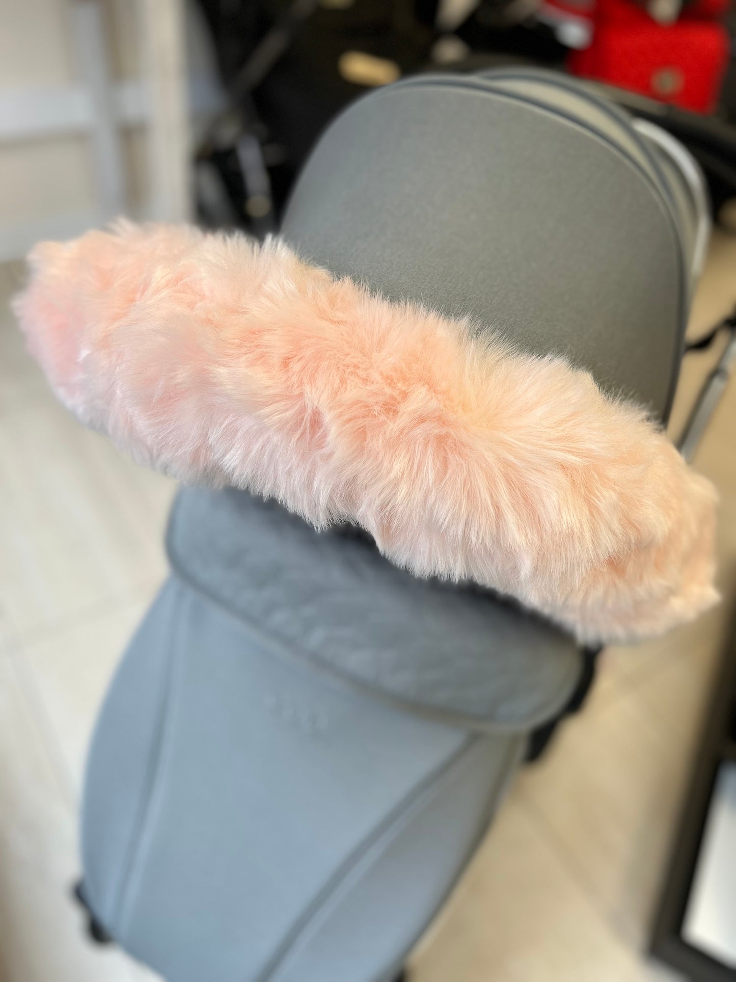 Fluffy Pram Hood Fur - Blush Pink