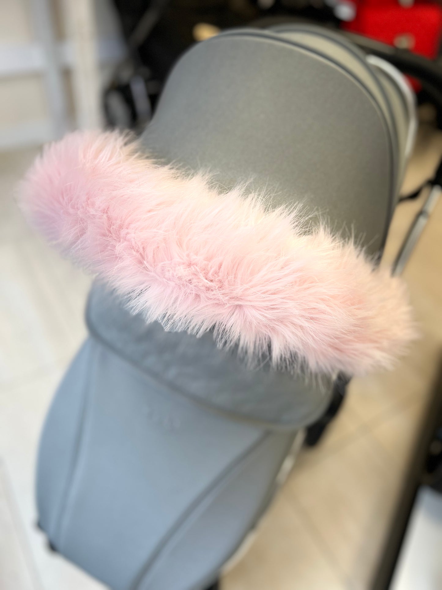 Candy Floss Fluffy Pram Hood Fur