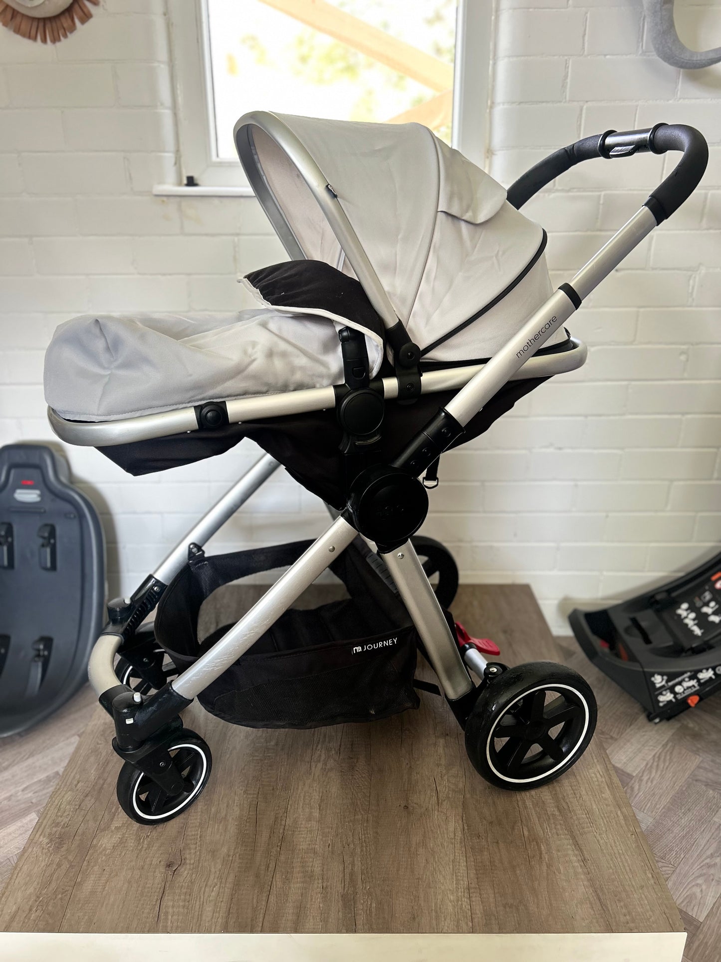 Mothercare 4-Wheel Journey Pushchair - Grey/Brushed Silver