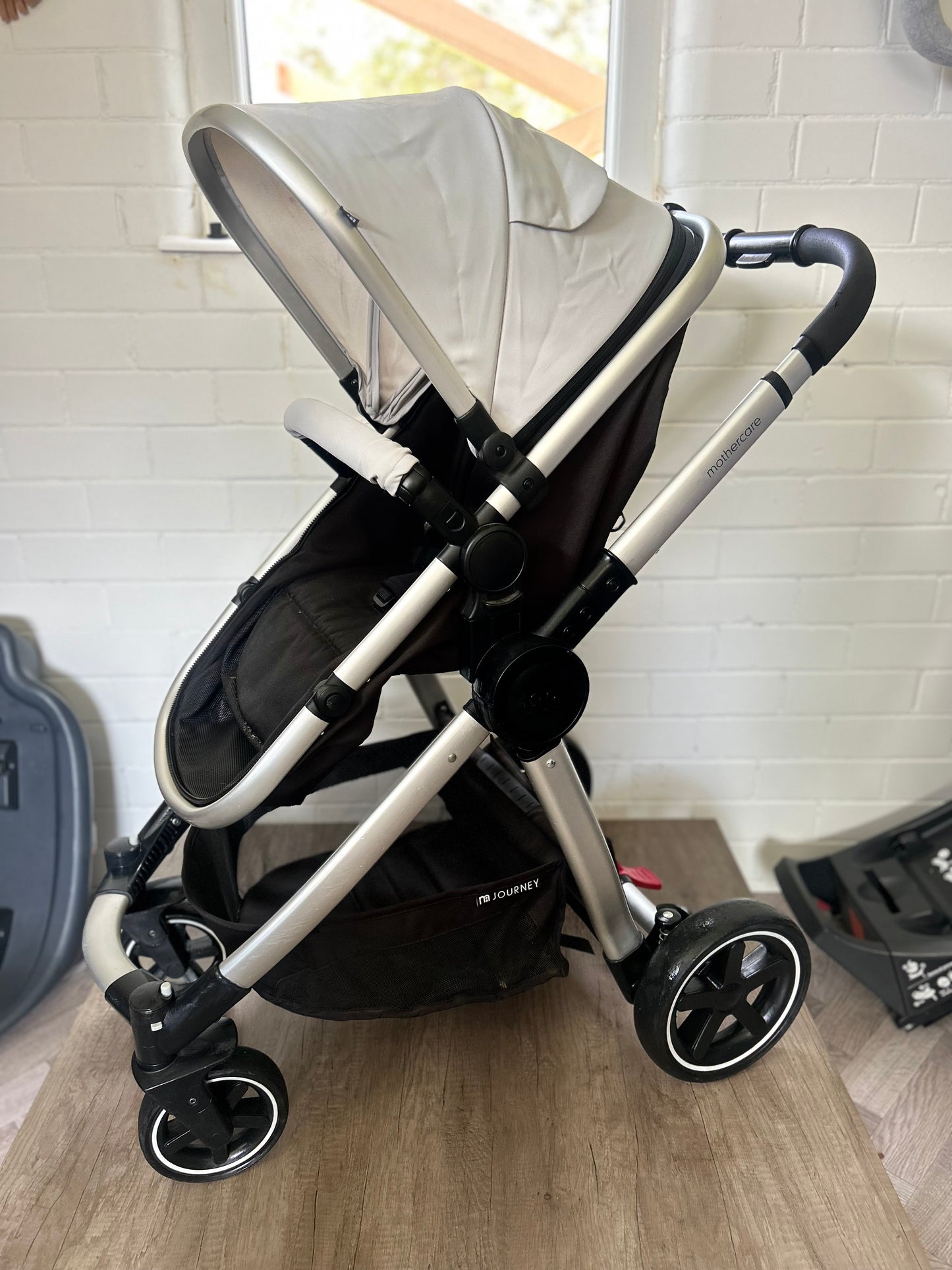 Mothercare 4-Wheel Journey Pushchair - Grey/Brushed Silver