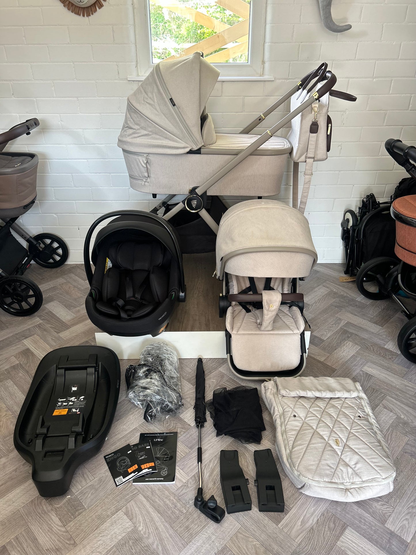 Venicci Tinum Upline 3-in-1 Travel System Bundle - Stone Beige