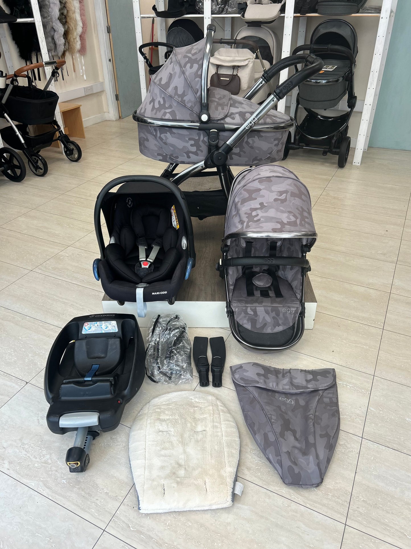 BabyStyle Egg Full Travel System  - Camo Grey