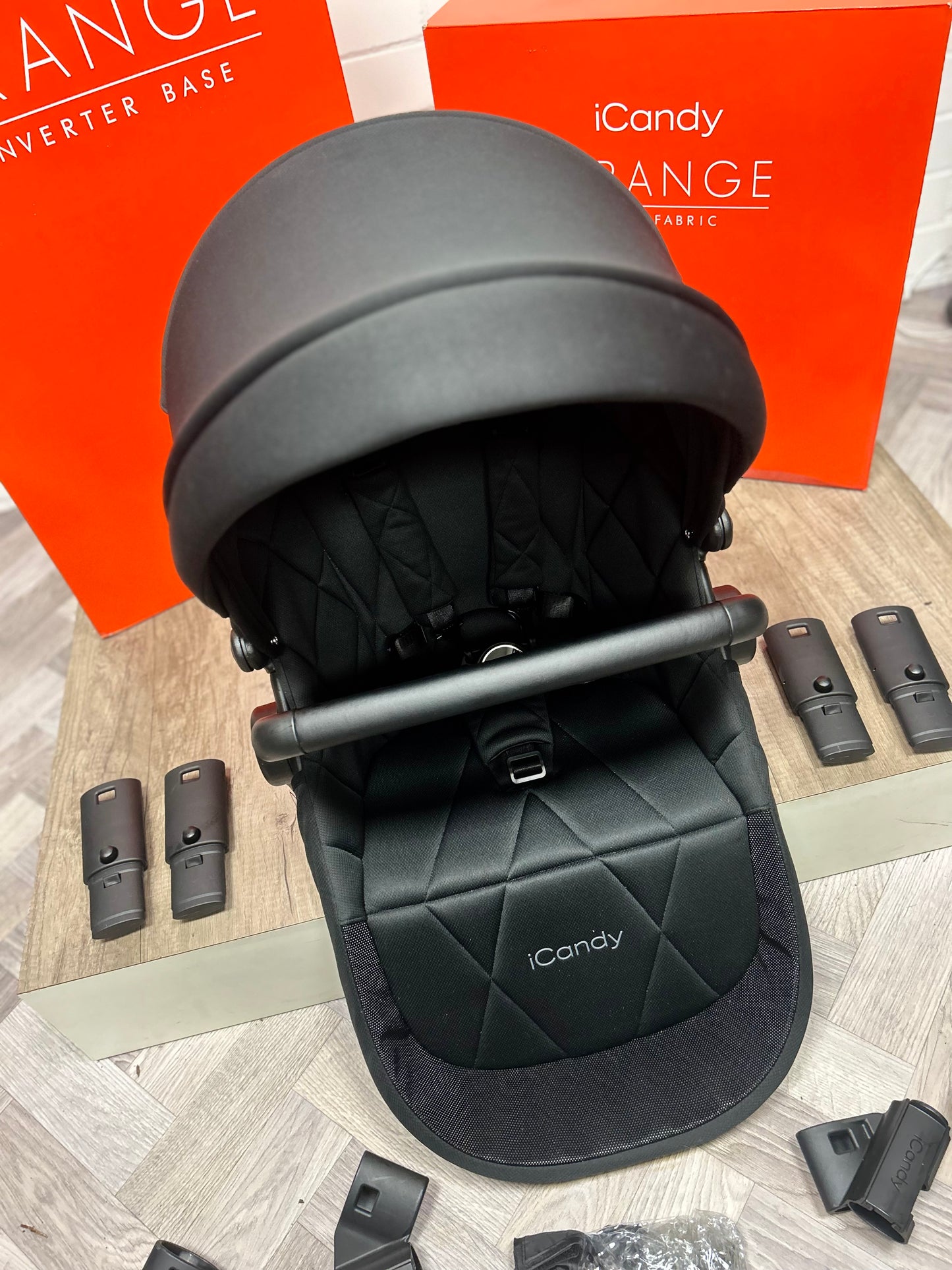 iCandy Orange 3 Black Converter Base & iCandy Orange 3 Black Second Seat Fabric