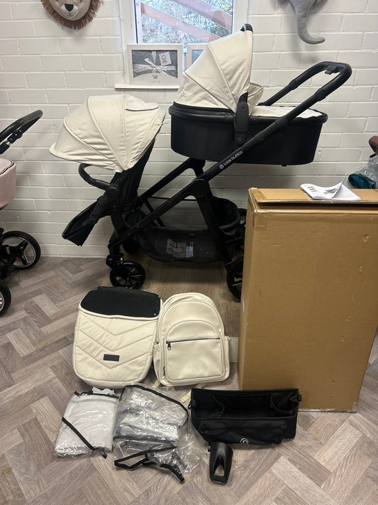 Ickle Bubba Virgo Growing Family 11 Piece Pram - Black / Stone / Black