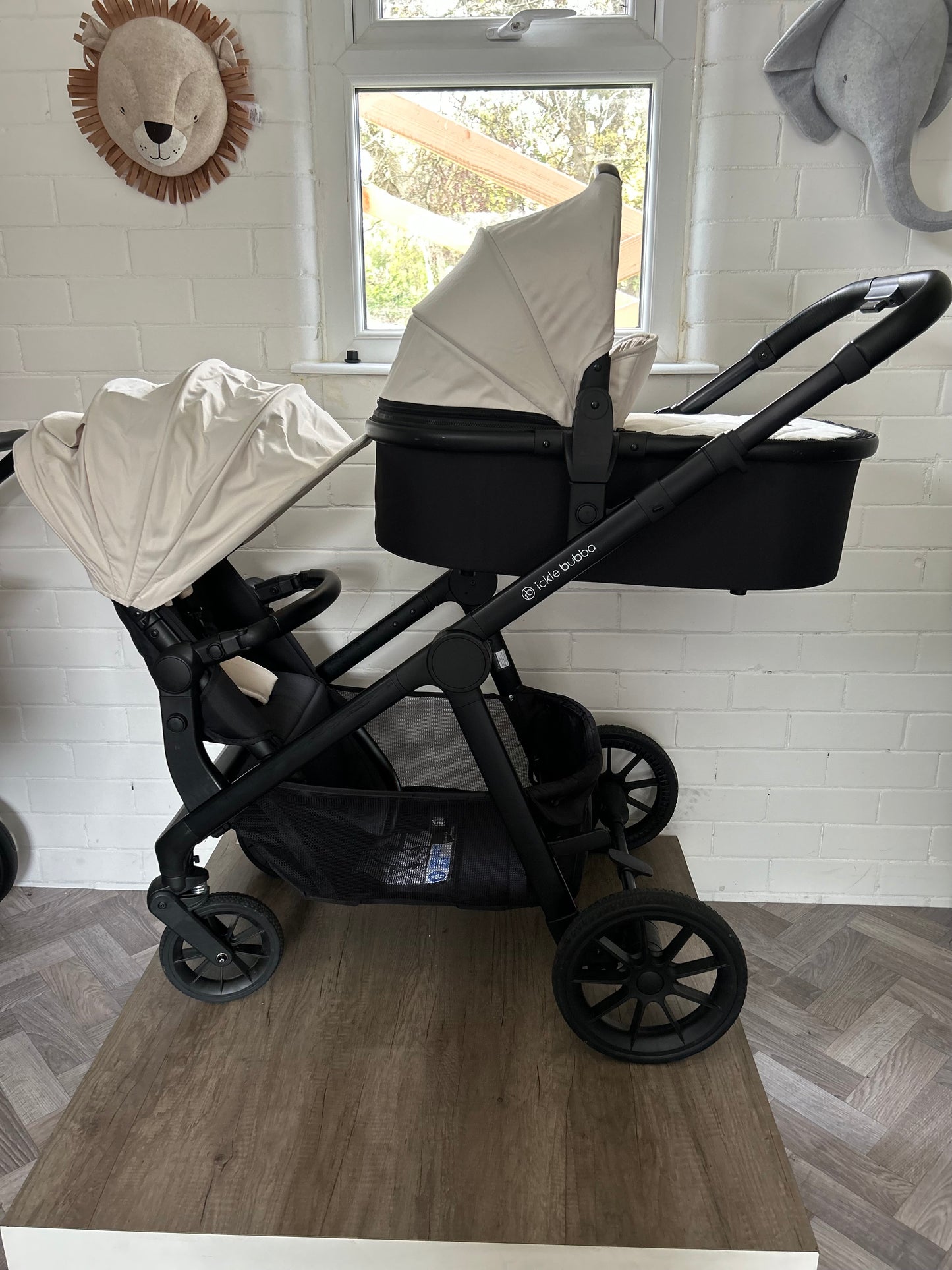 Ickle Bubba Virgo Growing Family Double Travel System - Stone
