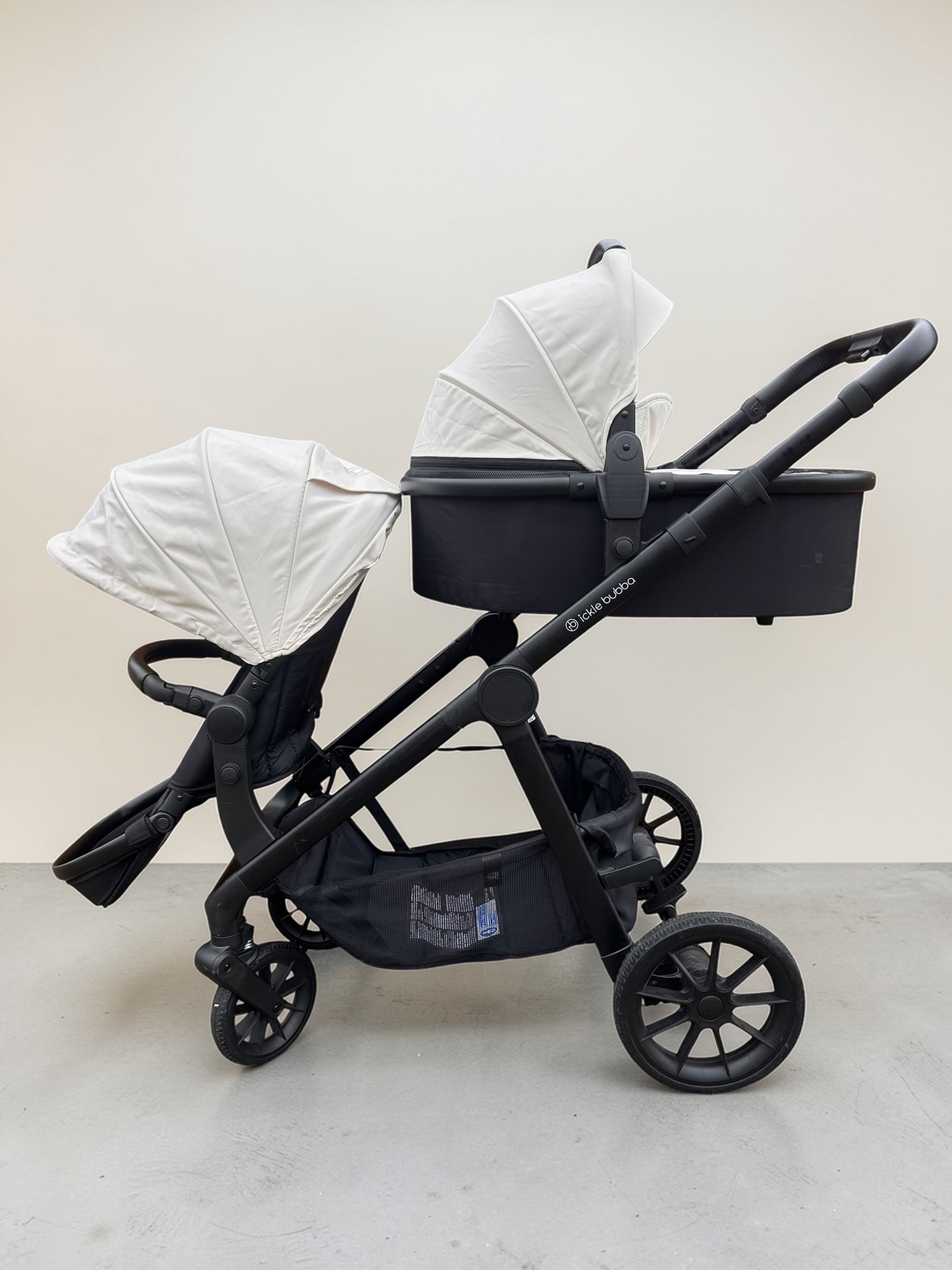 Ickle Bubba Virgo Double Travel System - Black/Stone