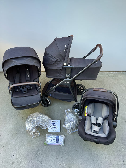 Nuna TRIV Next Urbn Pushchair Bundle with PIPA Urbn Car Seat & LYTL Carrycot - Caviar