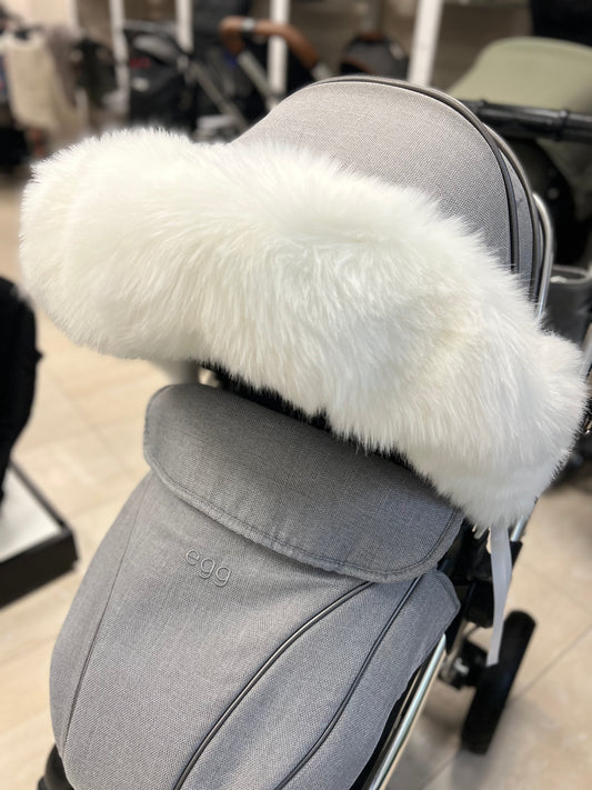 Polar Bear White Extra Fluffy Pram Hood Fur